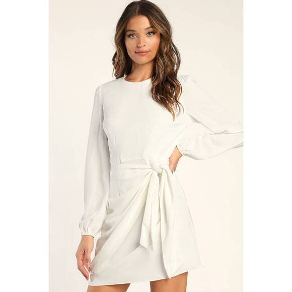 Lulus Long Sleeve Tie-front Dress - Picture 1 of 3